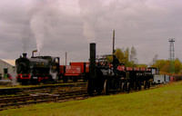 Locomotion passes No.22 in Springwell yard.