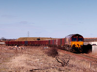 66148 passes though Cambois Depot with empties for Battleship Wharf